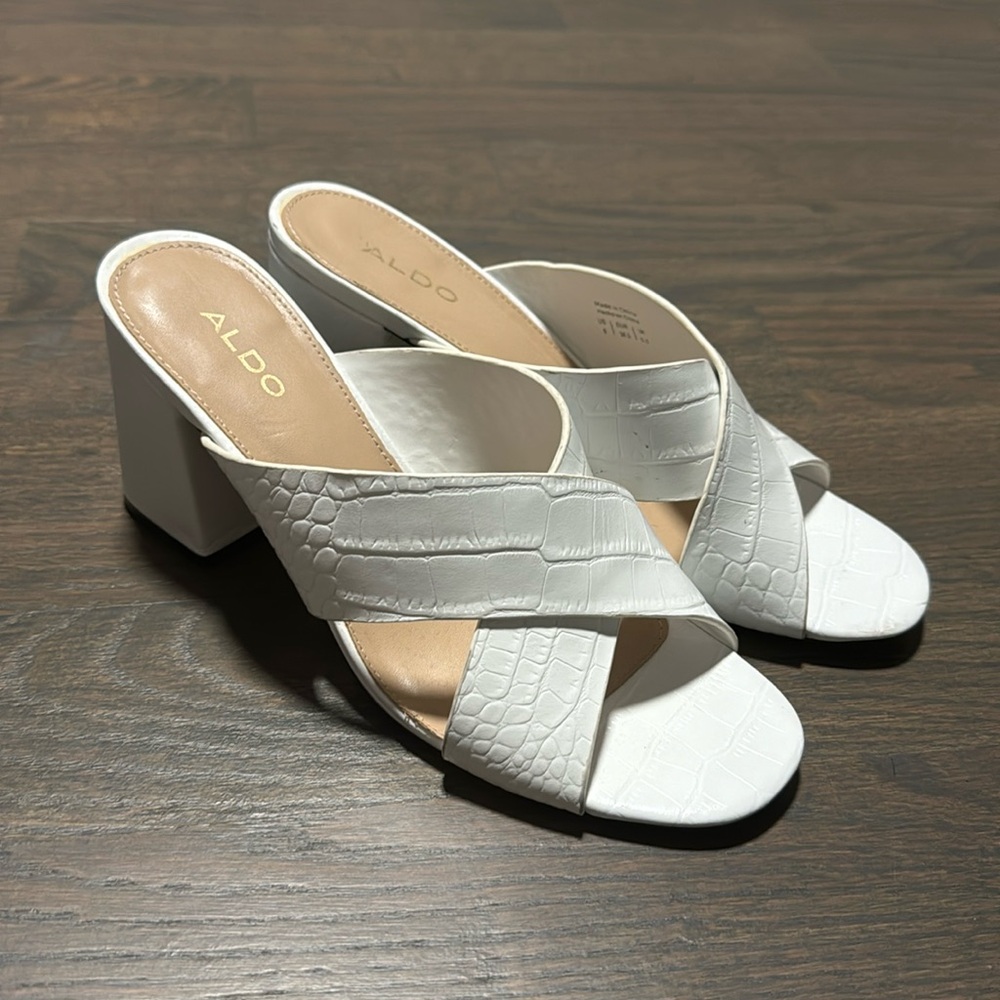 Aldo white kitten heel sandal